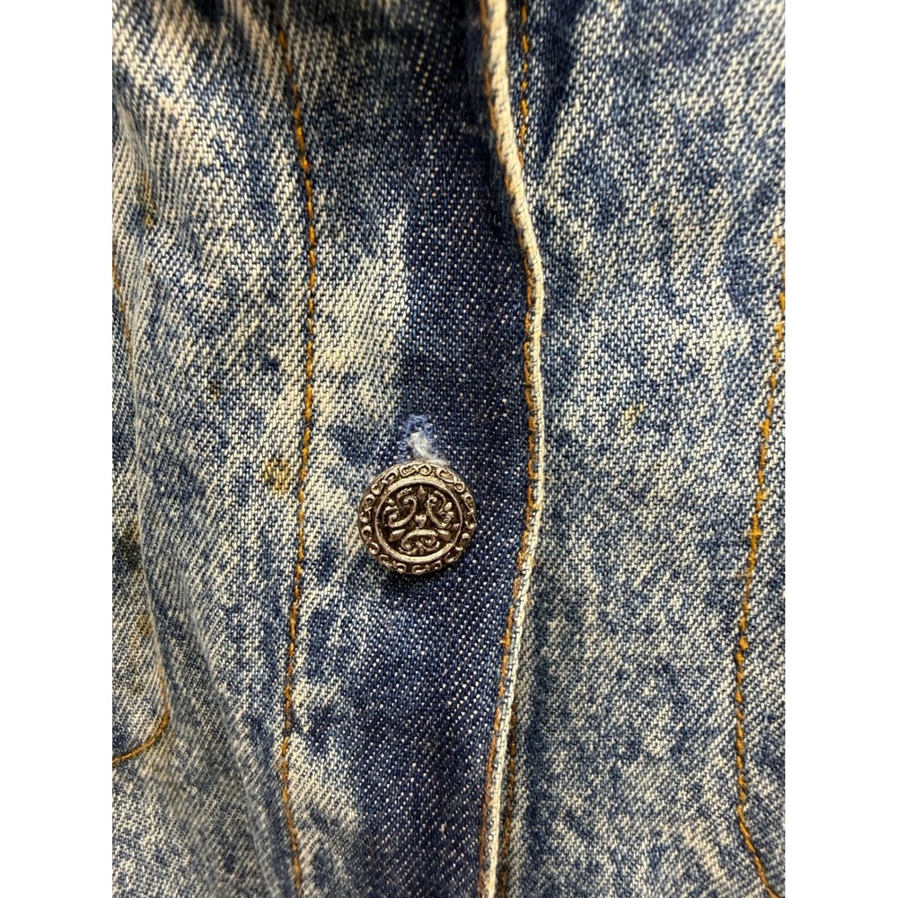 Mirasol Woman Acid Wash Denim Jacket Floral Embroidered Sequin LDMJ0006 Blue 2X - Picture 8 of 16